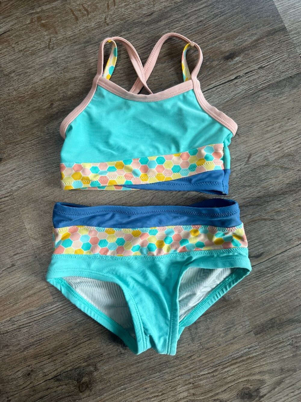 Matilda Jane Girls Two Piece Swimsuit Size 2 Dream Chasers Blue Swim